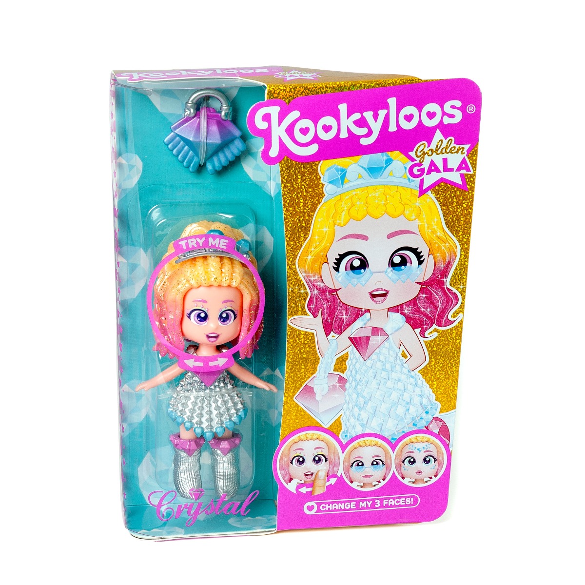 Papusa Kookyloos Crystal, 3 Expressii, Golden Gala