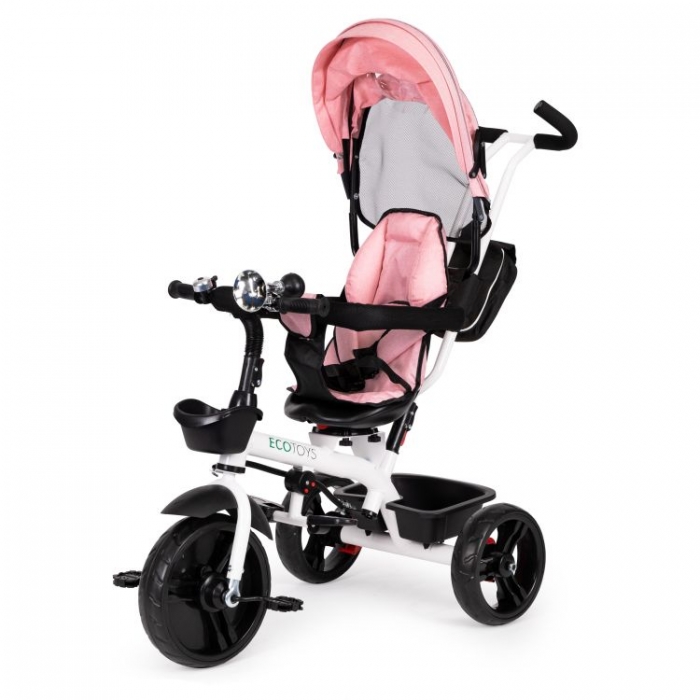 Tricicleta Ecotoys Jm-322 Roz, Scaun Reversibil, Eva - imagine 5