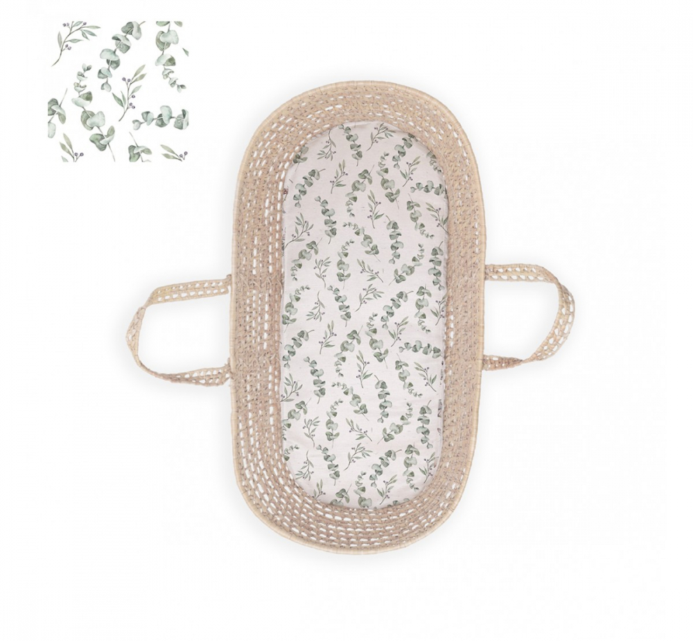 Cearsaf Bumbac Landou Babysteps Eucalipt - imagine 2