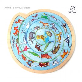 Puzzle Rotund Cercul Animalelor Goki - Lemn