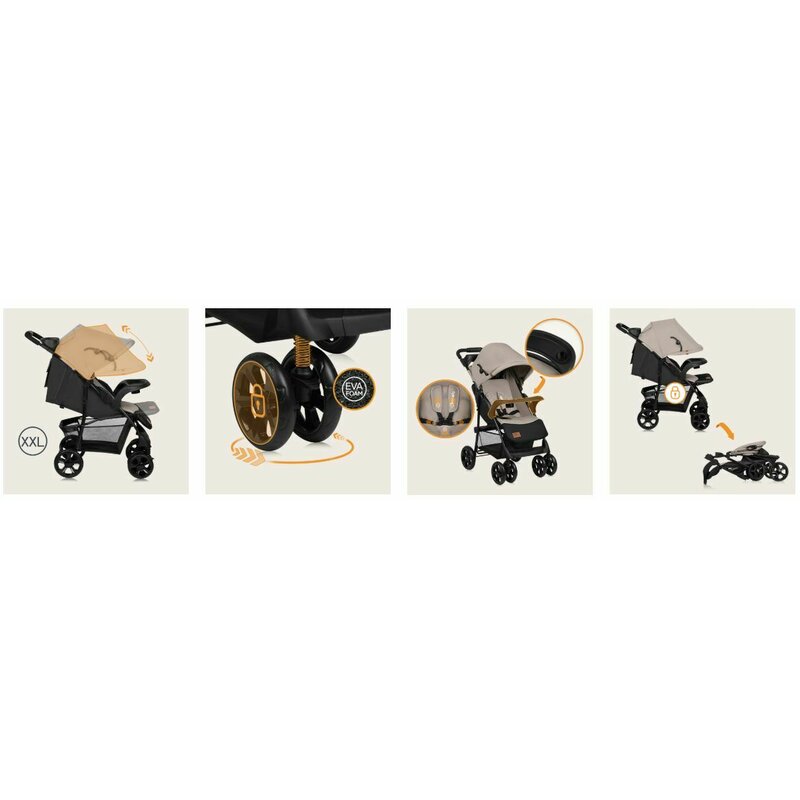 Lionelo Emma Plus Carucior Sport Bej - Pliabil Compact - imagine 5