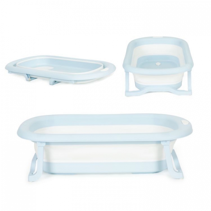 Cadita baie pliabila Ecotoys Gri, cu dop scurgere - imagine 9