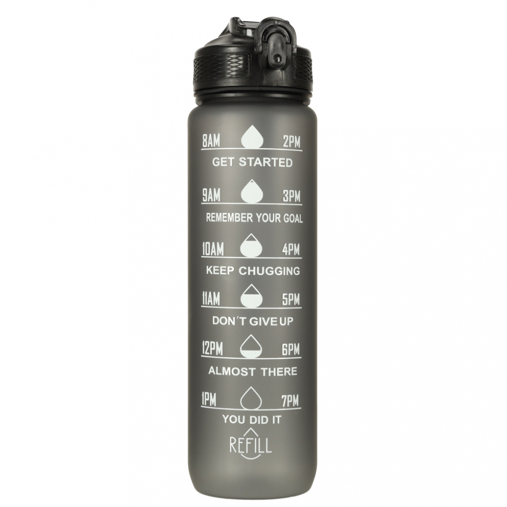Sticlă Apă Sport Ikonka 1L, Gradată, Black - imagine 4