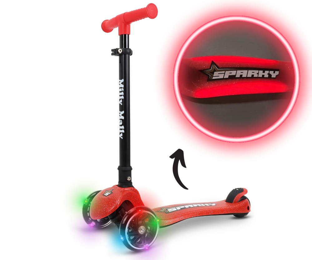 Trotineta Milly Mally Sparky Red Pliabilă cu LED - imagine 4