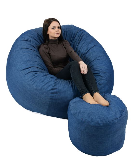 Fotoliu Puf King Size Blue Denim Pufrelax