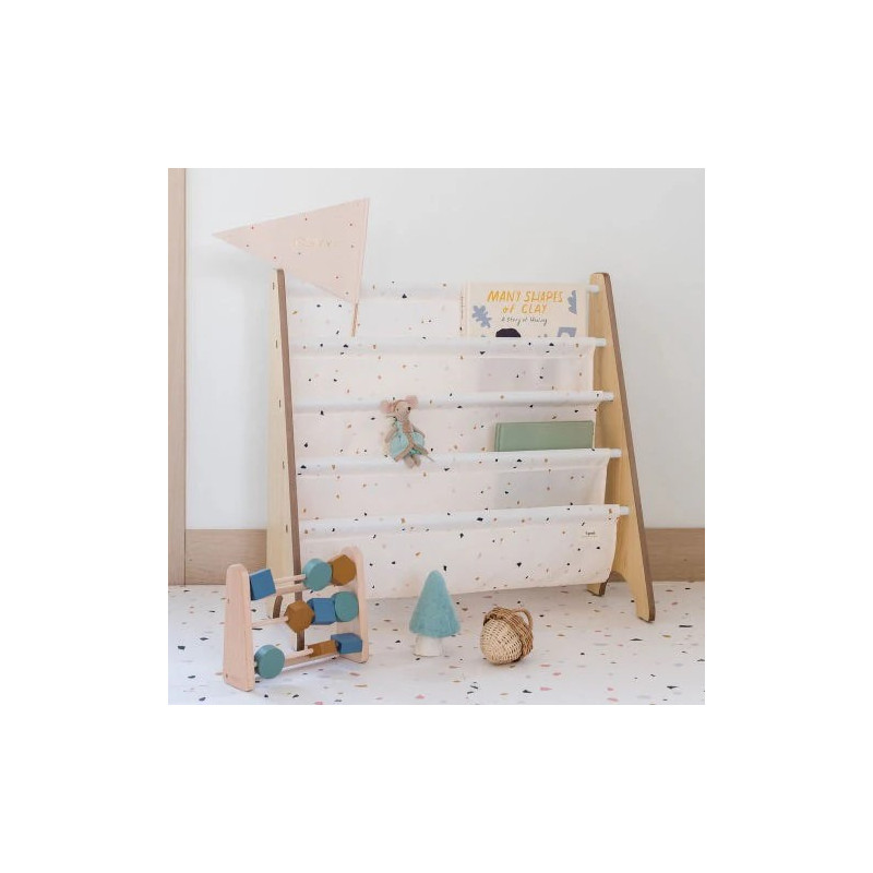 Raft organizator copii 3 Sprouts Terrazzo cream - imagine 4