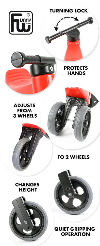 Funny Wheels Tricicleta 2-in-1 Sport Rosu Copii - imagine 5