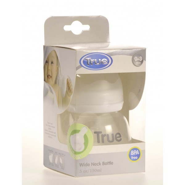 Biberon 150ml Gat Larg True, Silicon 0+, Lapte