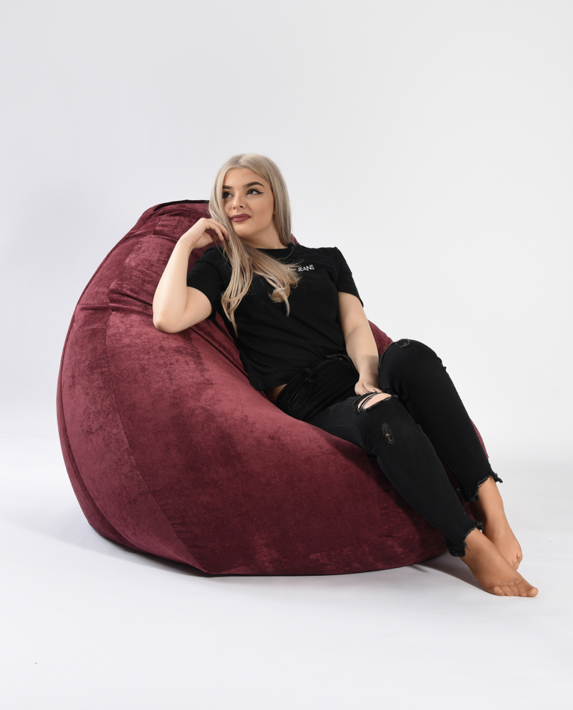 Fotoliu Pufrelax Nirvana Velvet Marsala | 619 Lei - imagine 2