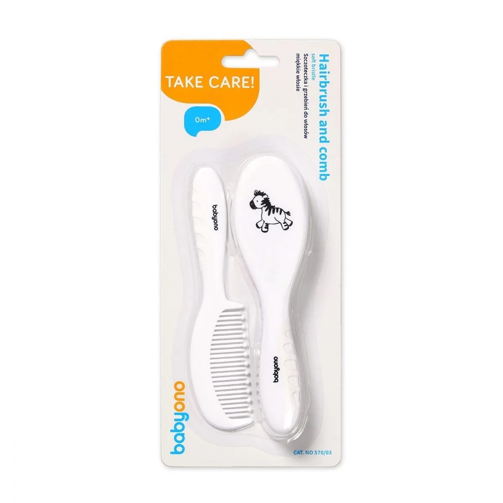 Set perie și pieptene BabyOno, păr moale - imagine 2