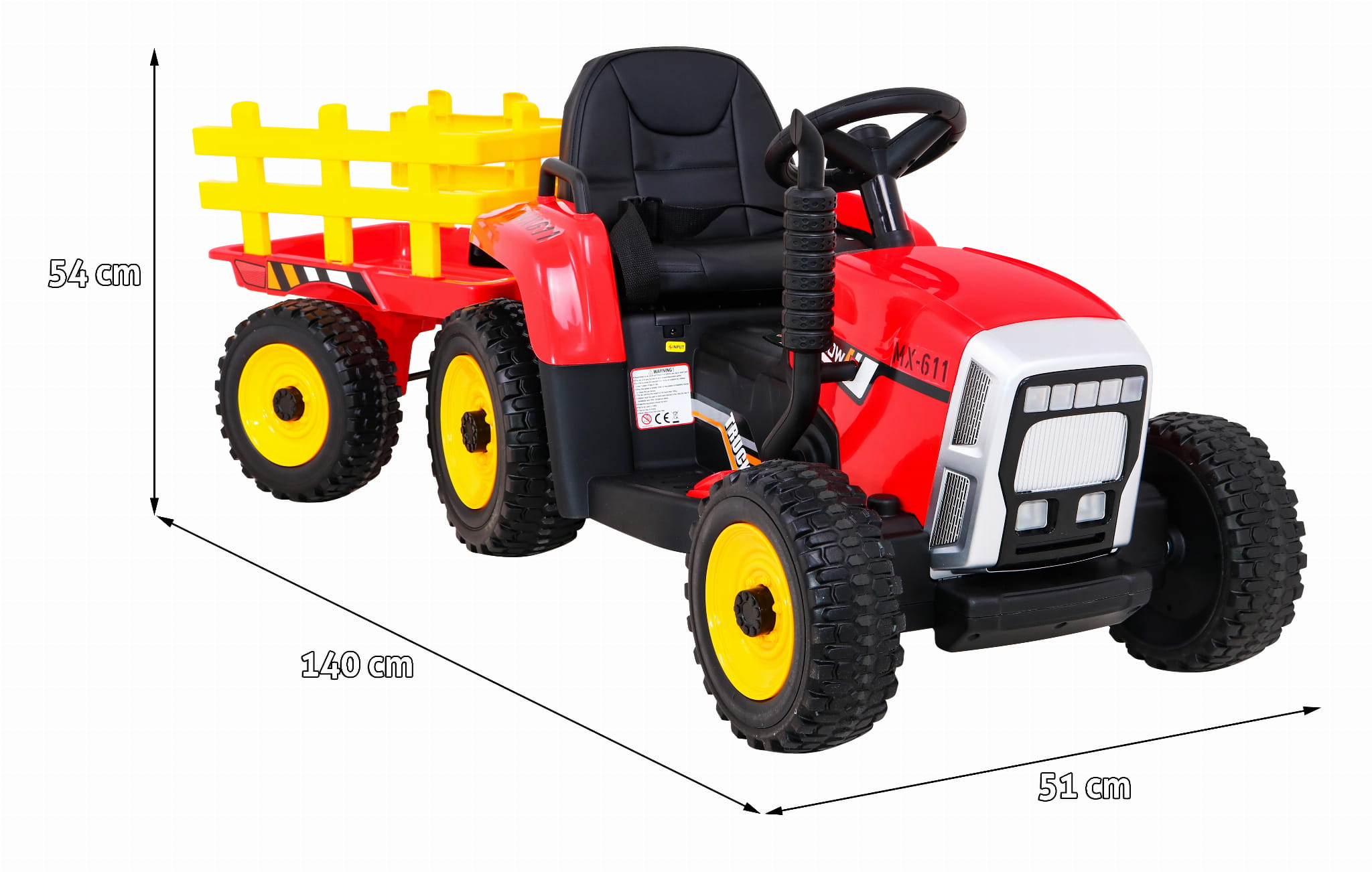 Tractor Electric Copii cu Remorca Rosu | Autokids - imagine 3