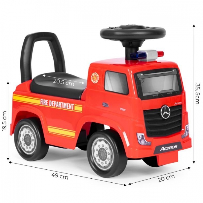 Mașinuță Ecotoys Mercedes Pompieri Roșu, 2 Ani+ - imagine 7