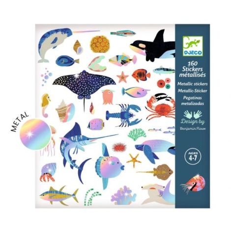 Abtibilduri Ocean Djeco - 160 Stickere Metalice - imagine 5