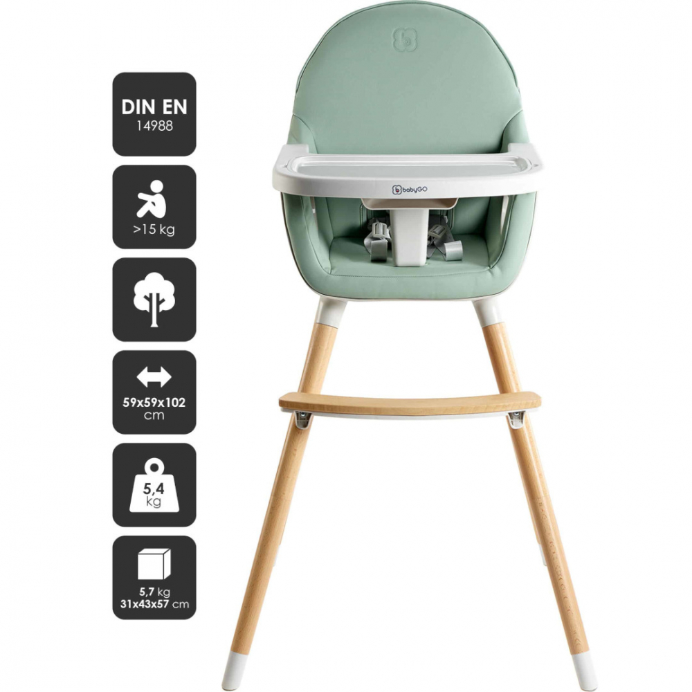 Scaun Masa BabyGo Skandi Green Transformabil