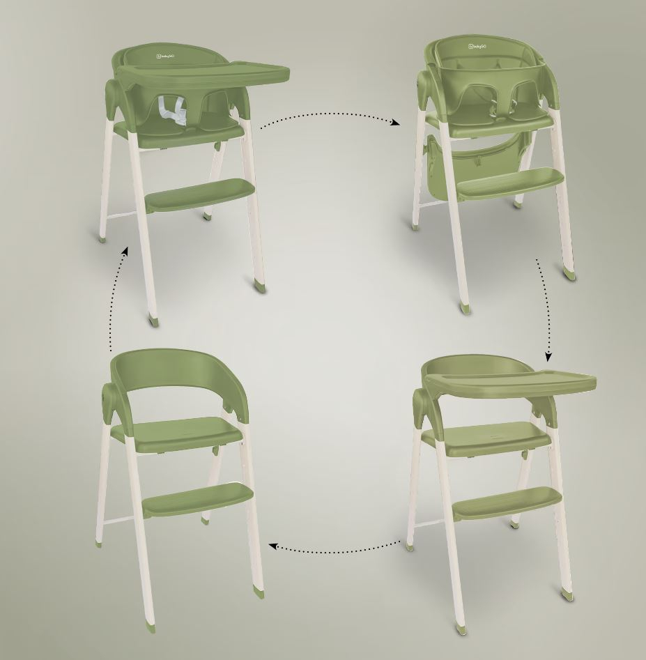 Scaun de masă 3 în 1 BabyGo Khaki Transformabil - imagine 3