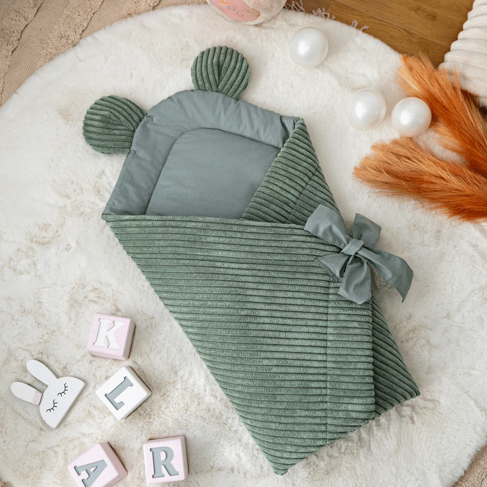 Paturica infasat MeowBaby Olive | Confort termic sigur - imagine 4