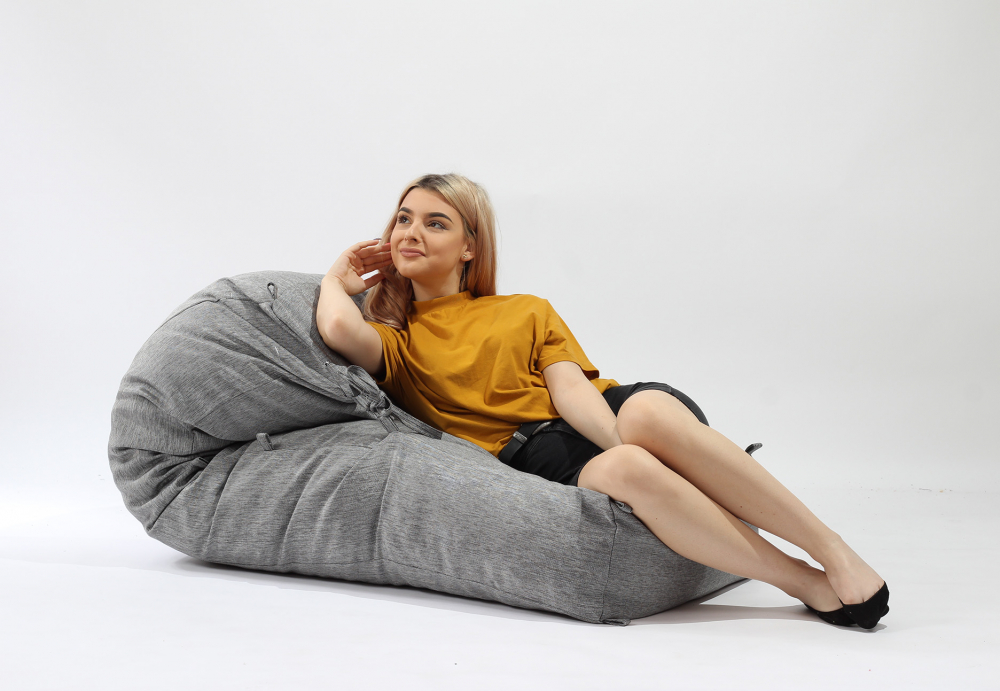 Fotoliu Pufrelax Yoga L Moon Grey, Memory Mix