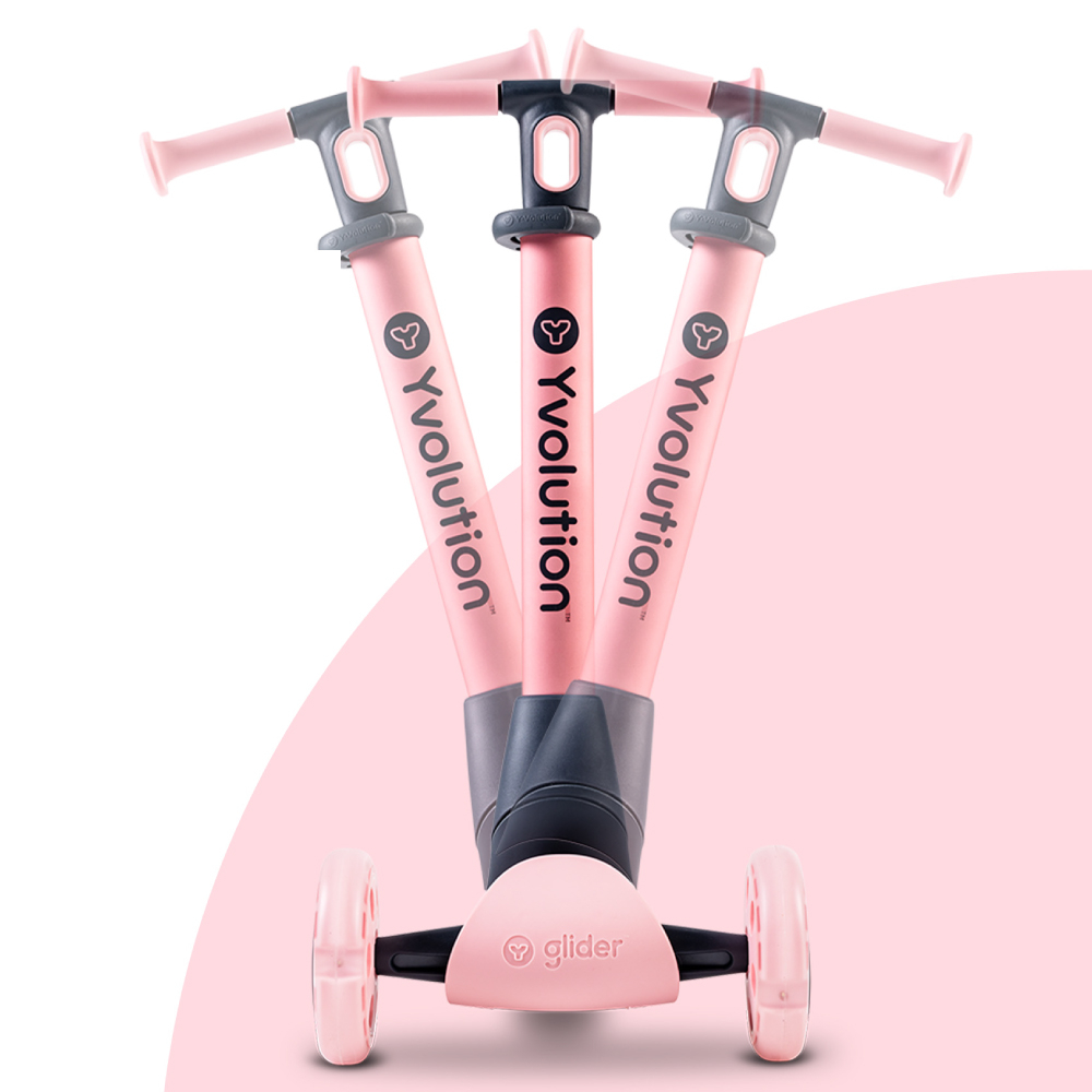 Trotineta Yvolution Y Glider Nua Pink LED Pliabila - imagine 4
