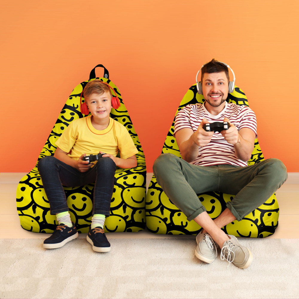 Fotoliu Puf Chill XL Smiley Galben – Updeco - imagine 6