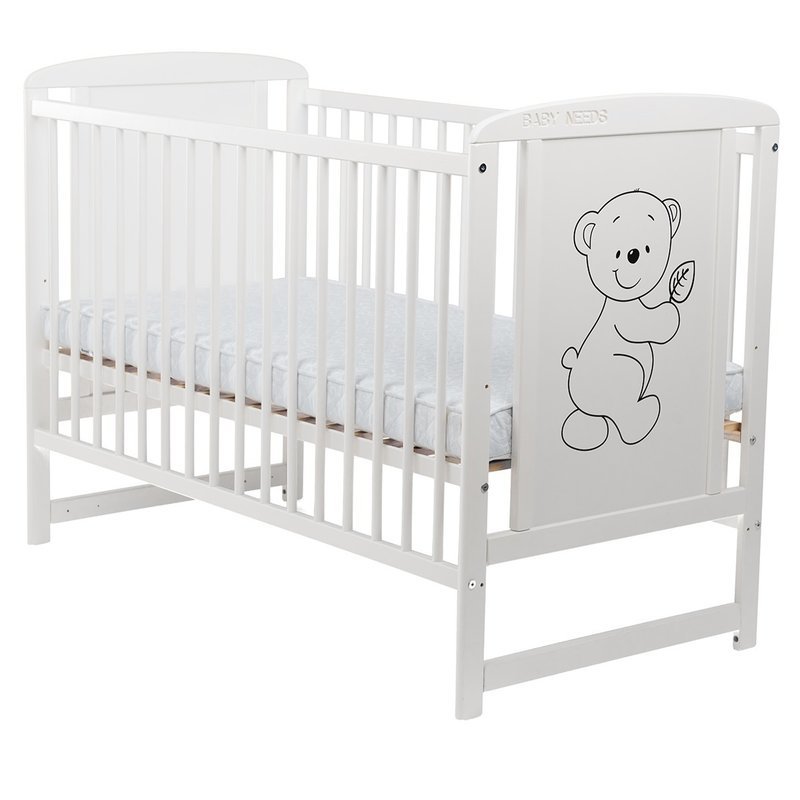 Patut Timmi BabyNeeds 120x60 cm Lemn Pin si MDF Alb - imagine 5