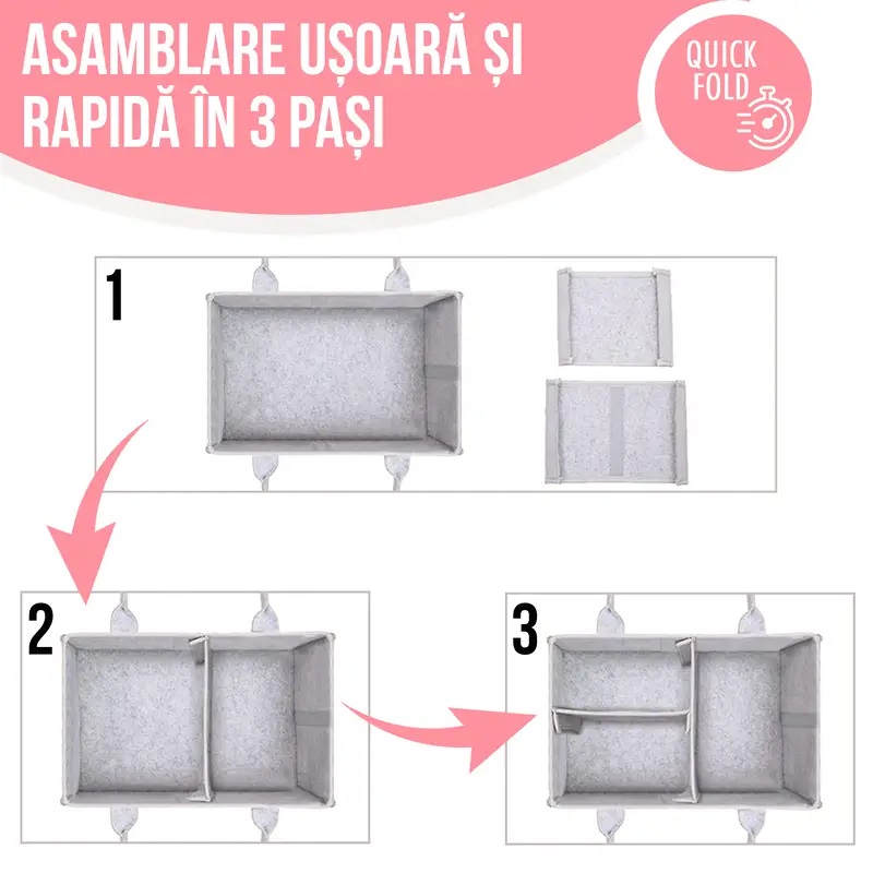 Organizator Scutece SIPO Pink, 8 Buzunare - imagine 3