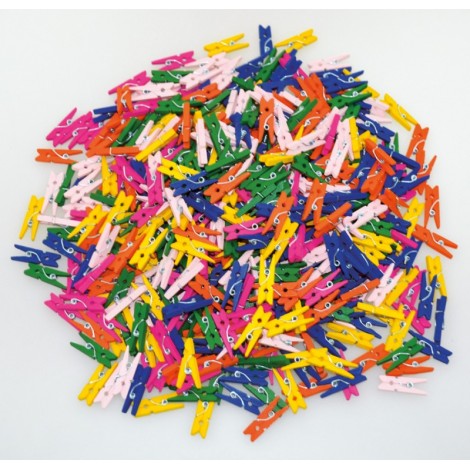Cleștișori Lemn Colorați Playbox - Set 100 Buc
