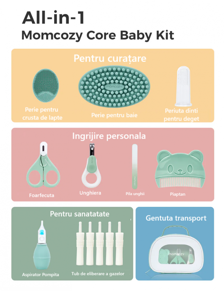 Set Baby 14 piese Momcozy Nor Pufos | Ingrijire completa