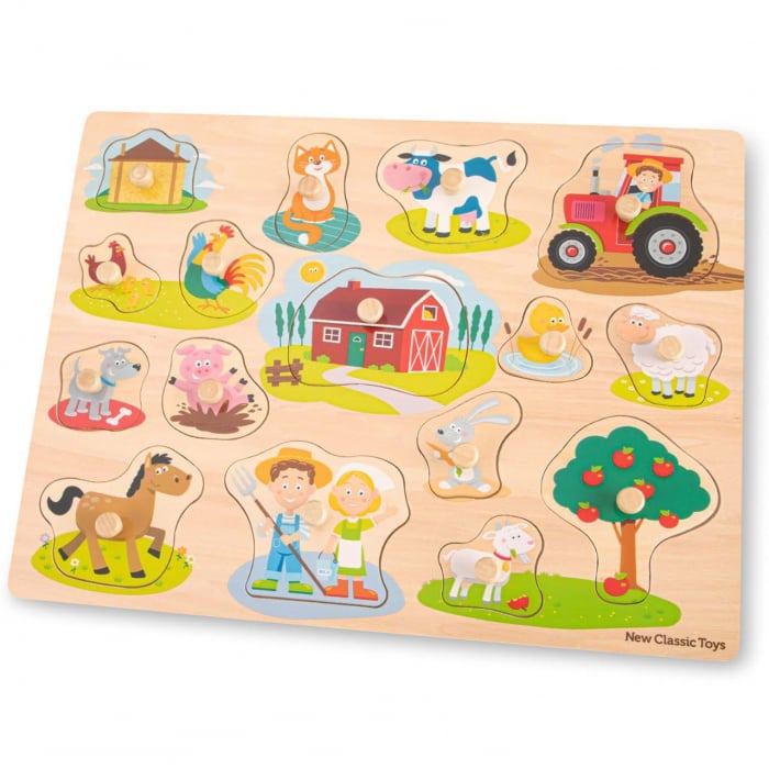 Puzzle Lemn Ferma 17 piese Educativ New Classic Toys