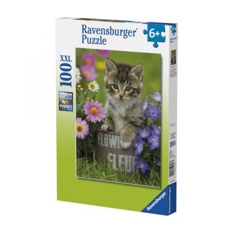 Puzzle Pisicuta intre Flori 100 piese Ravensburger - imagine 3
