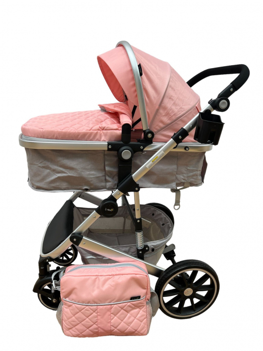 Carucior 2 in 1 L-sun T1 Roz-Gri Reversibil