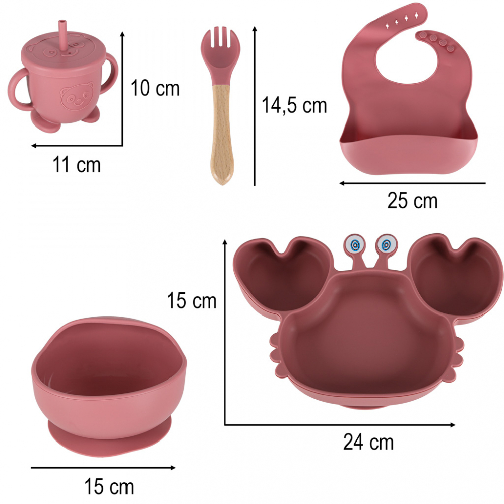 Set Hranire Copii Ikonka Silicon 9 Piese Pink