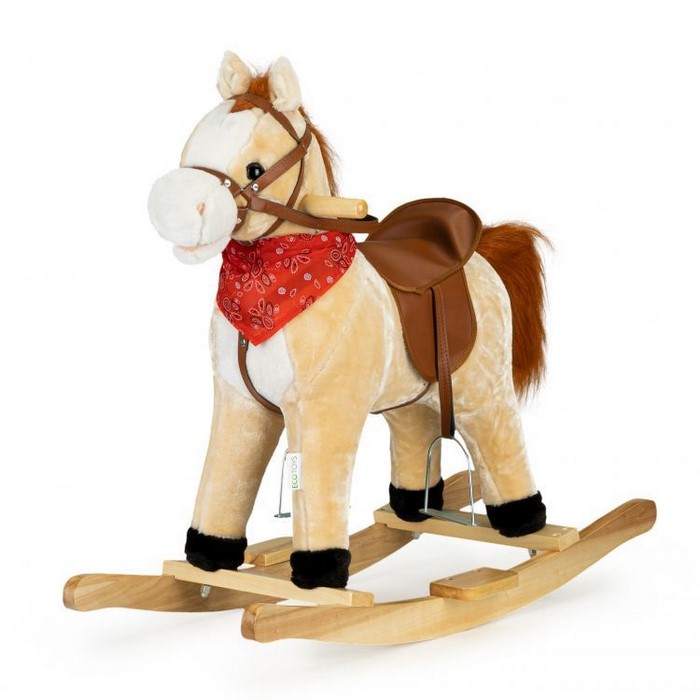 Calut Balansoar Ecotoys cu Sunete si Miscare, Bej - imagine 4