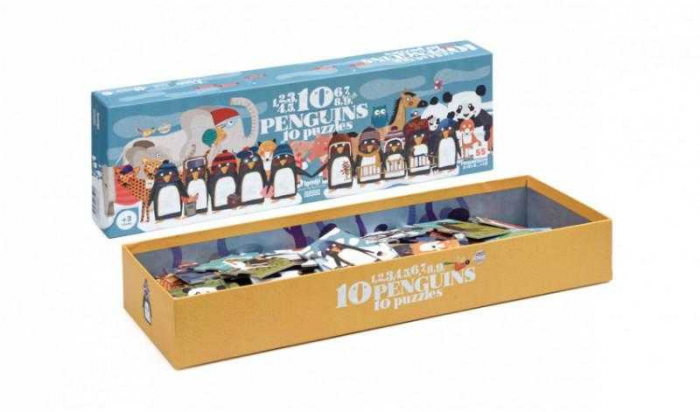 Puzzle Progresiv 1-10 Pinguini Londji | Joc Educațional
