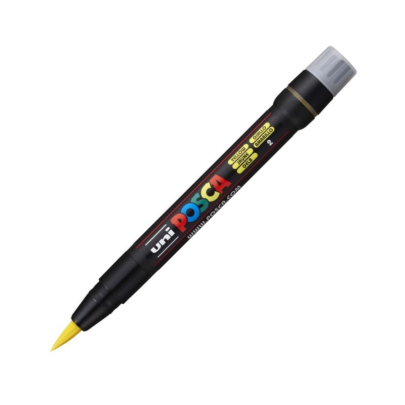 Marker Posca Brush PCF-350 Galben | Varf Pensula