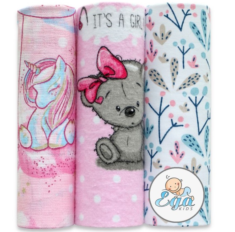 Set 3 scutece Egakids Pink finet și muselină - imagine 3