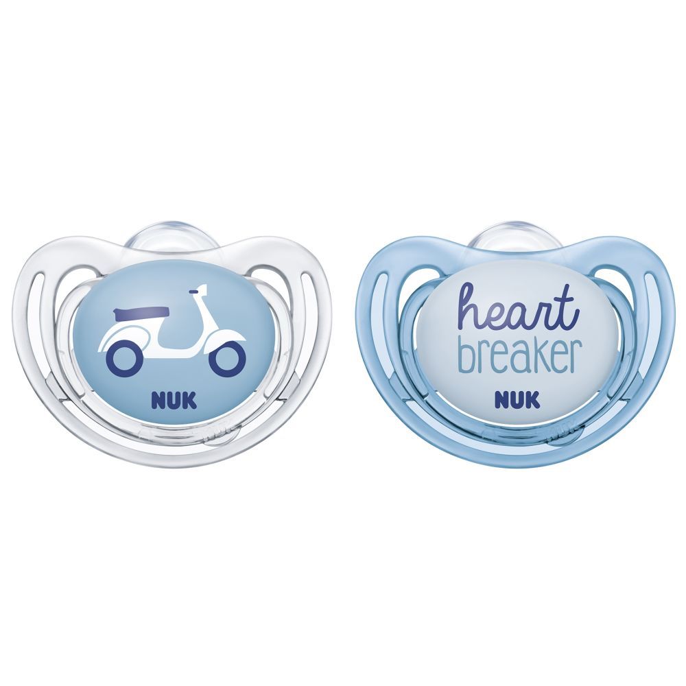 Set 2 Suzete NUK Freestyle Blue, Silicon, 0-6 luni