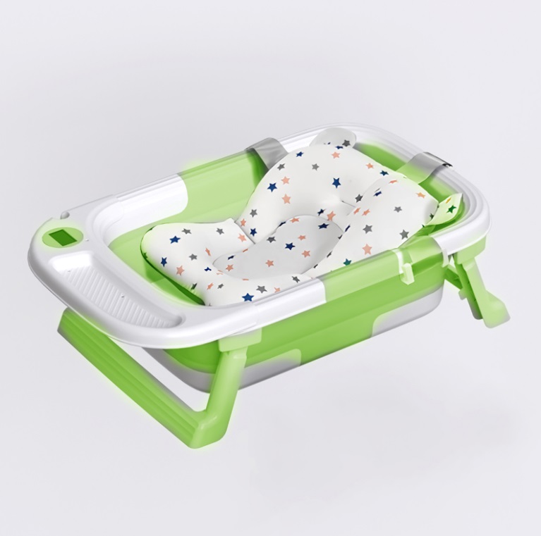 Little Mom Green: Cădiță Ultrapliabilă cu Termometru și Hamac - imagine 5