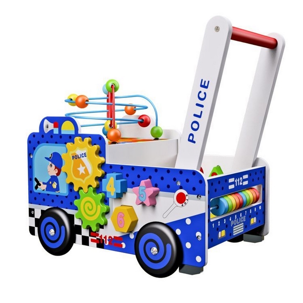 Antepremergător Ecotoys Mașină Poliție, Lemn