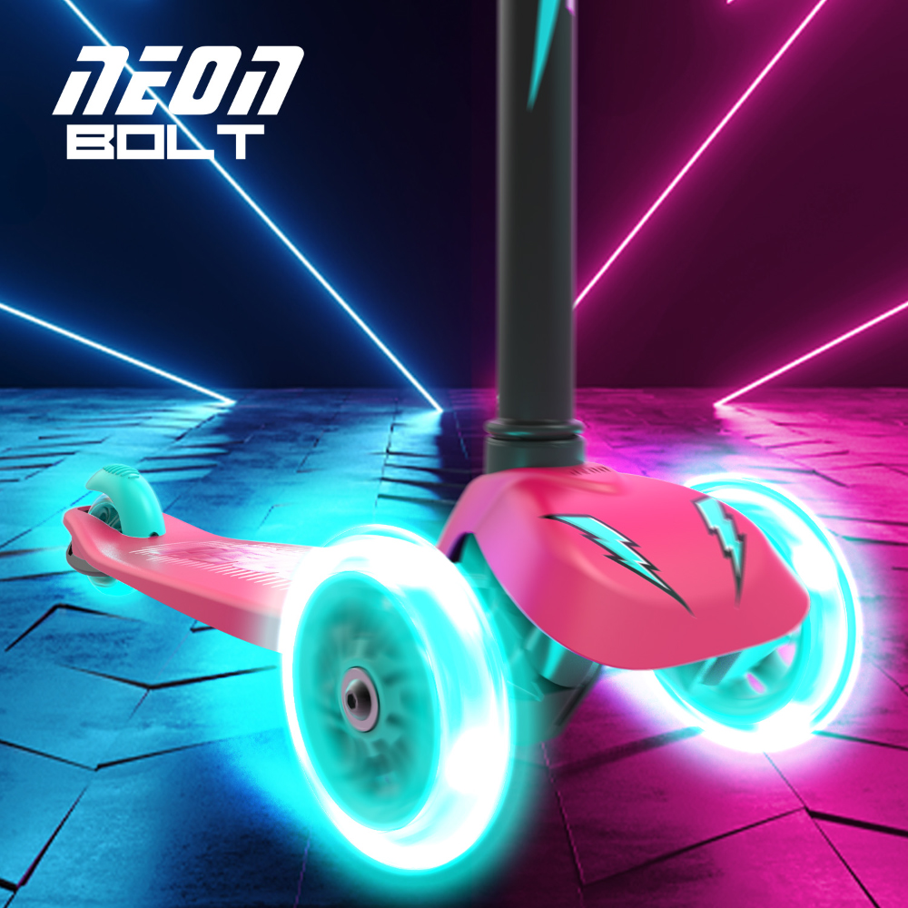 Trotineta Neon Bolt Pink 3 Roti LED - imagine 2