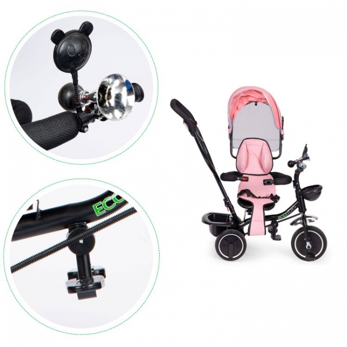 Tricicleta Ecotoys Roz cu Sezut Rotiv | 12 Luni+ - imagine 2