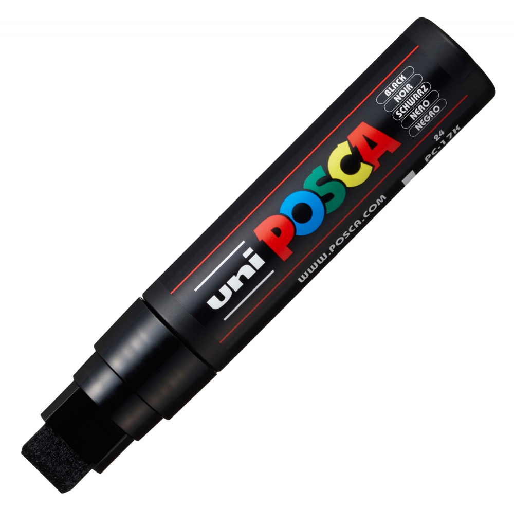 Marker Posca PC-17K Negru, 15.0 mm, Vârf Tesit