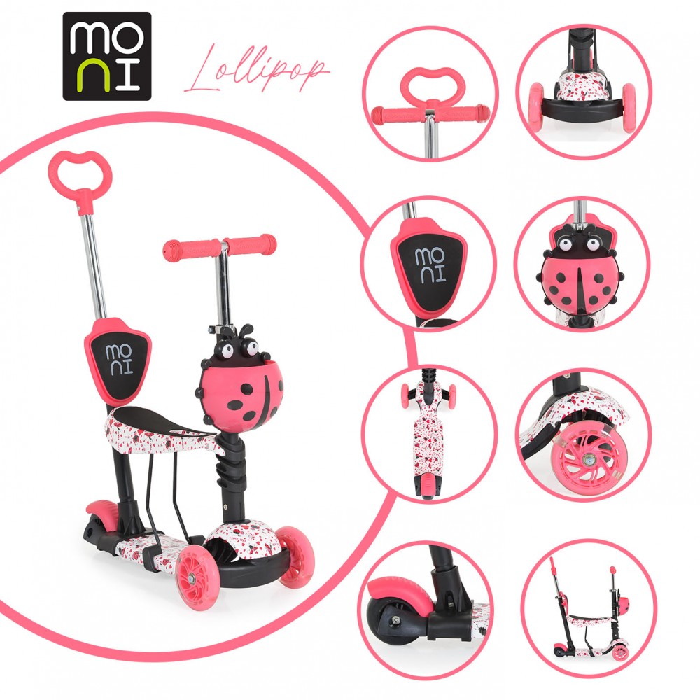Trotineta Moni 3in1 Lollipop Red cu Mâner Parental - imagine 9