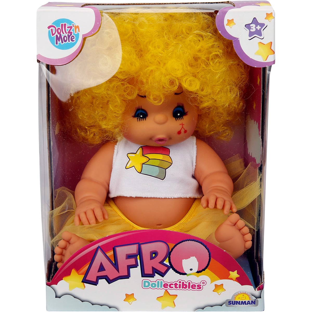 Papusa Bebelus Afro, Dollz n More, 23 cm, Galben