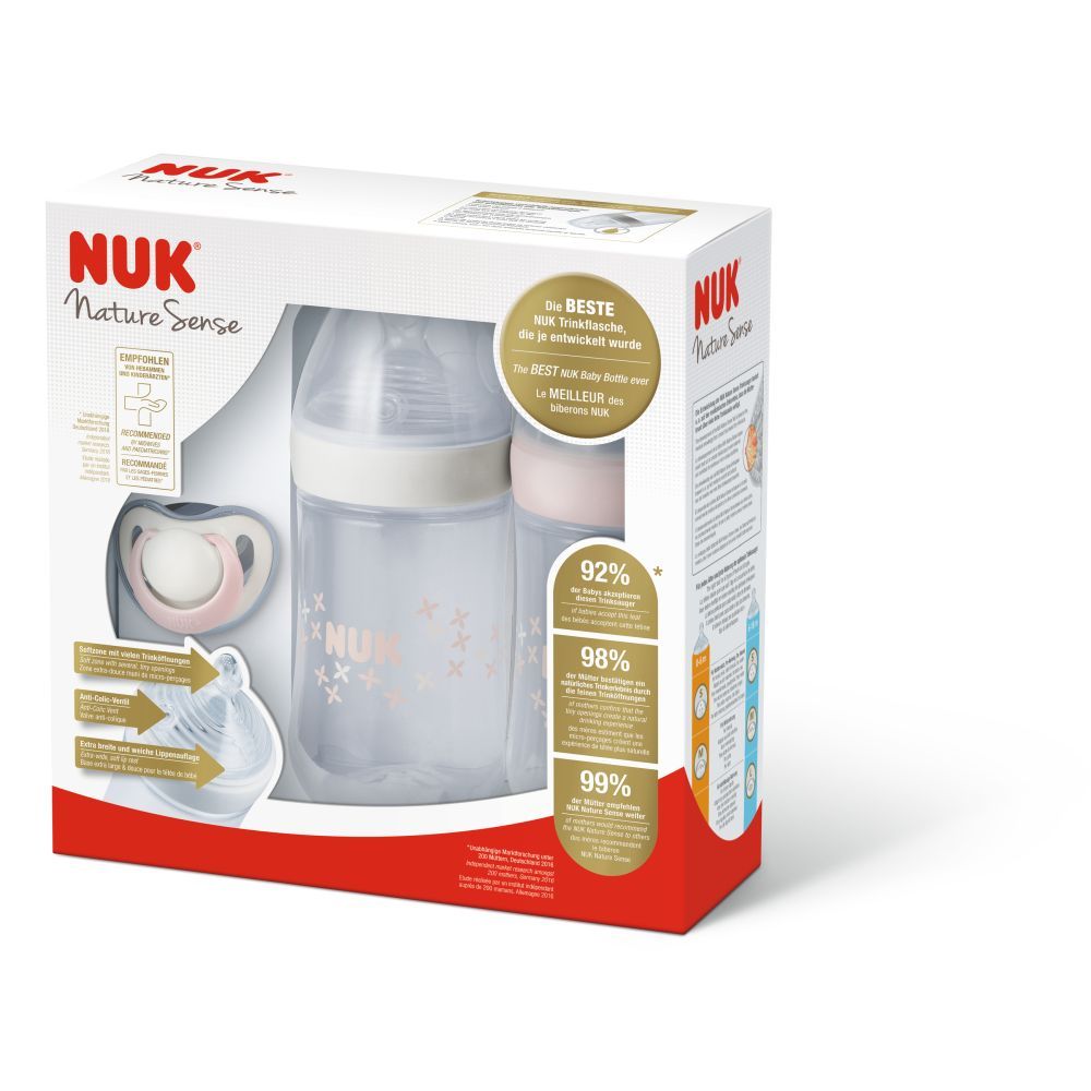 Set Nuk Nature Sense Start Twin Roz, 0-6 luni