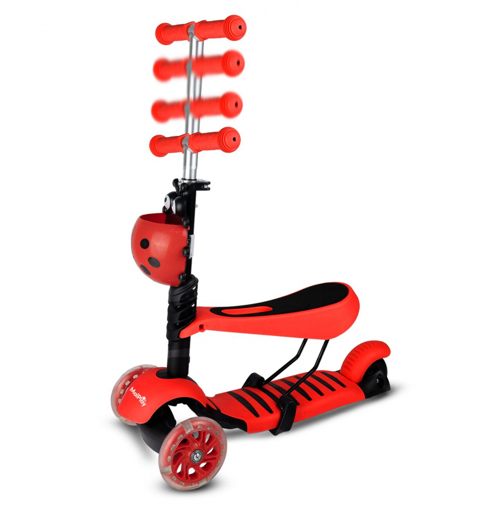 Trotineta Malplay Red LadyBug cu scaun și LED