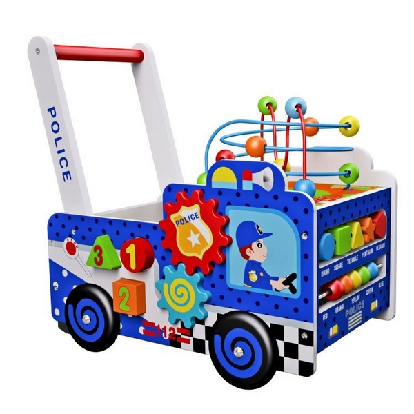 Antepremergător Ecotoys Mașină Poliție, Lemn - imagine 3