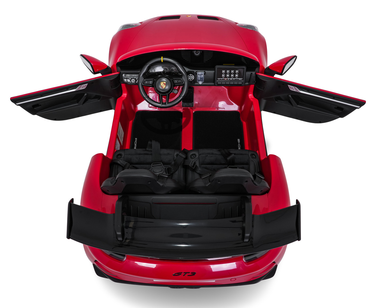 Masinuta electrica pentru copii cu 2 locuri PORSCHE 911 GT3 XXL 24V 800W 4x4, roti EVA, scaun piele, telecomanda parentala, Rosu - Autokids.ro - imagine 10