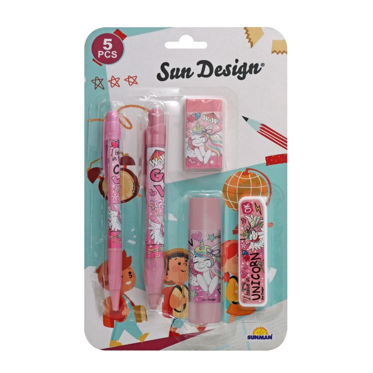 Set Scris Unicorn Sun Design, 5 Buc
