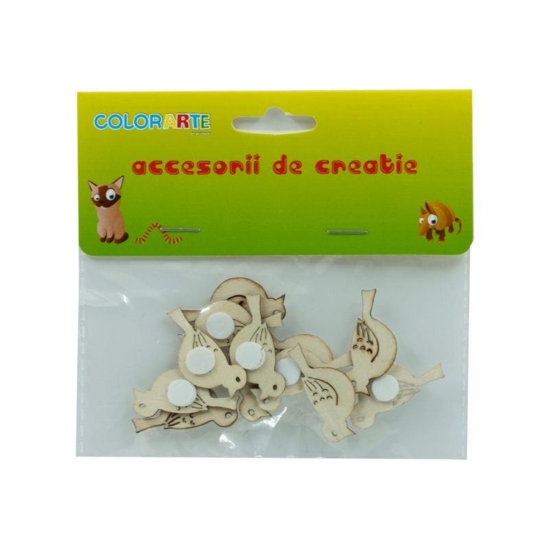 Set 12 Păsări Lemn Colorart | DIY Creativ