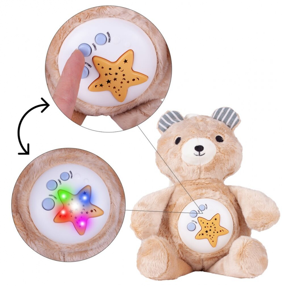 Malplay Urs Teddy cu Proiector Stele Muzical - imagine 8